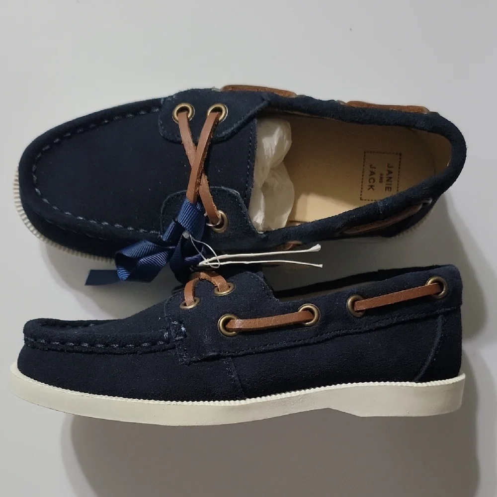 Janie And Jack Navy Blue Suede Boat Shoes
